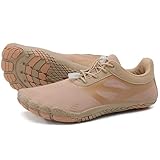 Grand Attack Barefoot Shoes Women Wide Toe Box Zero Drop Wrestling Weightlifting Gym Fitness Shoes Breathable Lightweight Camel Color Size 8.5-9