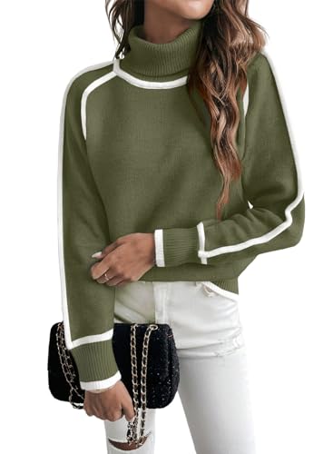 EVALESS Fall Sweaters for Women Trendy 2025 Cute Cozy Turtleneck