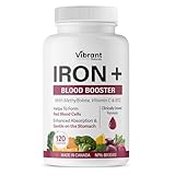 Iron Supplement For Women - Blood Booster With Methylfolate, B12 and Vitamin C - Increase Iron Levels Without Side Effects - Ferrous Iron Bisglycinate - Vegan, Gentle On Stomach - 120 Capsules