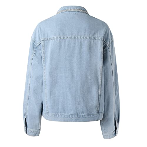 Women's Jean Jacket Rhinestone Tassel Denim Jackets Fashion Diamond Crystal Fringe Button Cropped Trucker Jackets #TOP5