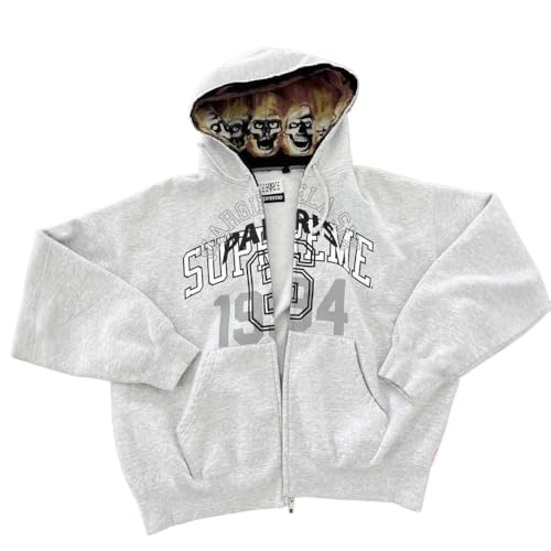 Men's Fashion Pattern Full Zipper Long Sleeve Hoodie with Pocket for Comfortable Fit (grey,XX-Large)