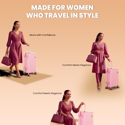 Image of AMERICAN TRAVELLER Goldie ABS Travel Suitcase | Hard Shell Large Luggage | High-Capacity Trolley Bag for Travel | Durable Check-in Suitcase with Spinner Wheels & Secure Lock(28, Rose Pink)