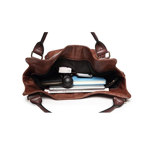 Women Tote Bag Handbags PU Leather Fashion Hobo Shoulder Bags with Adjustable Shoulder Strap, M, Brown