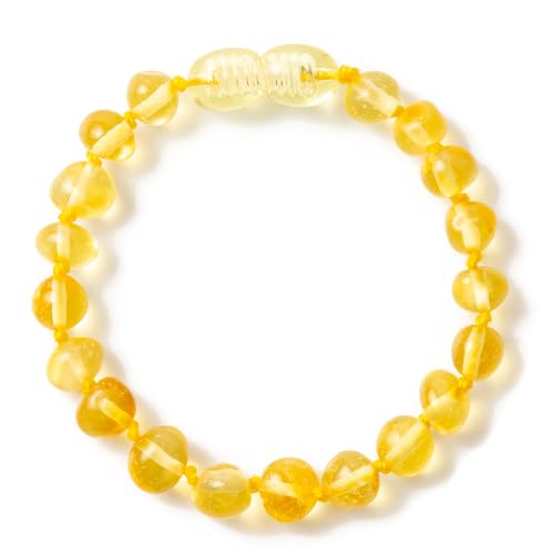 ZHAOXIA Ambre Bracelet/Cheville(Unisex)(Lemon) - 14cm - 100% Plus Haute Qualite Certifie l'Ambre la Baltique Authentique Bracelet