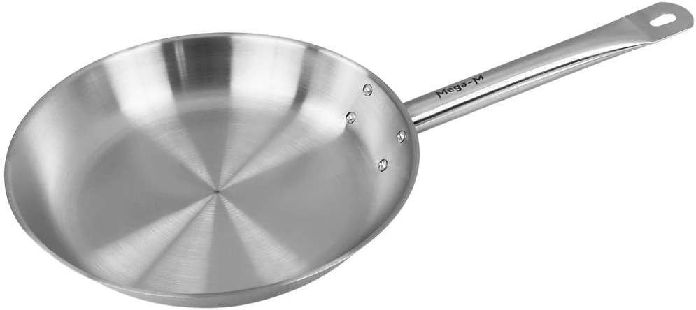 Mega-M patelnia gastronomiczna ze stali nierdzewnej z dnem typu sandwich Ø26 cm, do indukcji/gazu/ceramiki, kolor inox (Ø 26 cm)