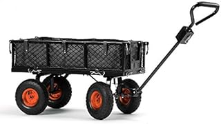 VonHaus Garden Cart  Trolley, Trailer, Truck, Utility Wagon with Wipe Clean Lining, Mesh Panels, Steel Frame, 350kg Weight Capacity  Heavy Duty for Outdoors, Festivals, Tools, Plants, Logs, Camping