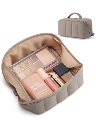 Image of BAGSMART Small Makeup Bag for Women, Mini Toiletry Bag, Greige