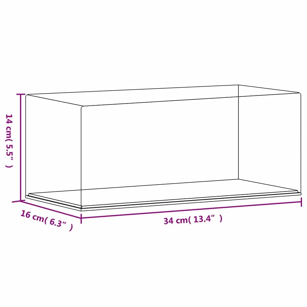 Acryl Vitrine 34x16x14 cm, Staubschutz Box für Sammelfiguren, Modellautos, Souvenirs und Kunsthandwerk, Transparente Displayvitrine