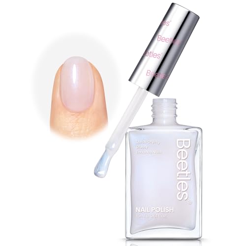 Image of Beetles Nail Polish, Jelly White Nail Polish Natural Blue Glitter | Nail Concealer Fast Dry Quick Milky White Nail Strengthener and Growth Treatment for Thin and Damaged Nails,0.51 FL OZ