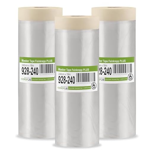 5 x Colorus Masker Tape PLUS Feinkrepp 240 cm x 16m Abdeckfolie für glatte und leicht raue Untergründe