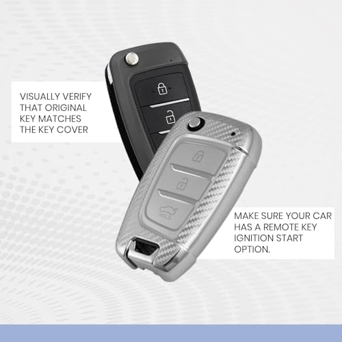 Image of keyzone Silverstar TPU Car Key Cover with Keychain for Compatible for Hyundai venue, i20, Kona, Verna 2018 Onwards 3 Button Flip Key. (compare key shape before order) (Silver)