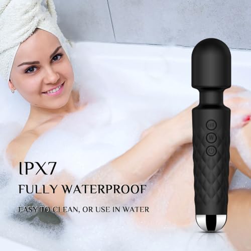 Image of Vibrator Wand,Adult Sex Toy Wand, G Spot Dildo, Clit Vibrator, Sex Vibrators,Clitoris Stimulation,with 8 Speeds & 20 Patterns,Fully Waterproof,Vibrating Wand for her Pleasure (Black)