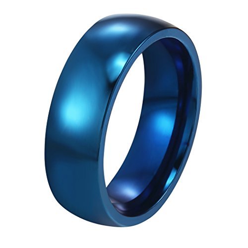 Preisvergleich Produktbild PROSTEEL Edelstahl Herren Ring, Hochglanzpoliert 6mm Breite Ring Klassischer Ehering Verlobungsring für Männer, Blau, Ringgrößen 69(22.0)