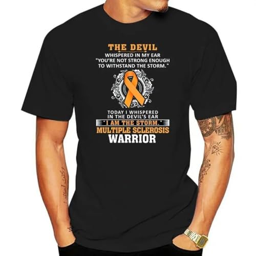 Multiple Sclerosis Awareness Shirts Multiple Sclerosis Shirt Letters Men T Shirt O Neck tee Shirt Man Fit Top Tees Black L