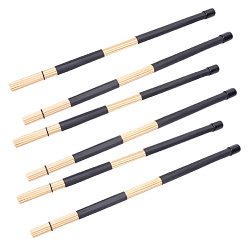 3 pares de baquetas para batería de bambú, cepillo, mazas y mallets de percusión miniatura 1