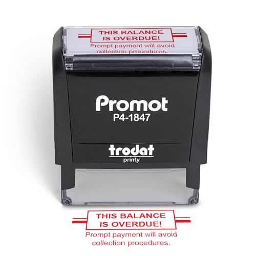 Promot This Balance is Overdue! Self-Inking Rubber Stamp in Red Ink