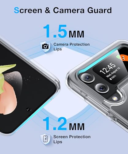 Image of NO.1 Magnetic for Samsung Galaxy Z Flip 4 Case Compatible with MagSafe [Crystal Clear] [Anti-Yellowing][Military Shockproof] Slim Hard Case with Silicone for Samsung Flip 4 Case,Transparent