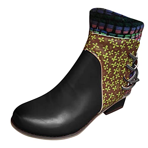 Bottines romaines pour femmes avec fermeture éclair et talon carré stable