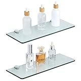SAYAYO Floating Glass Shelves for Bathroom, Tempered Glass Shelf for Wall 15 x 5 Inch 2 Pack, Clear