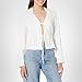 [BLANKNYC] Womens Luxury Clothing Lace Up Bell Sleeve Shirt, Comfortable & Stylish, Skim Milk, Small