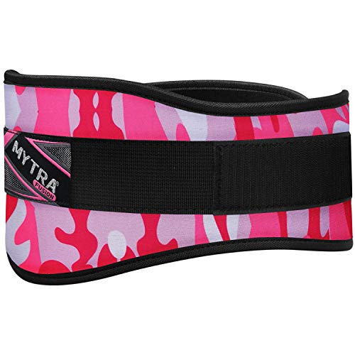 Mytra 6 inch N8 Weight Lifting Curved Belt (Camo Pink, X-Small) – Image 5