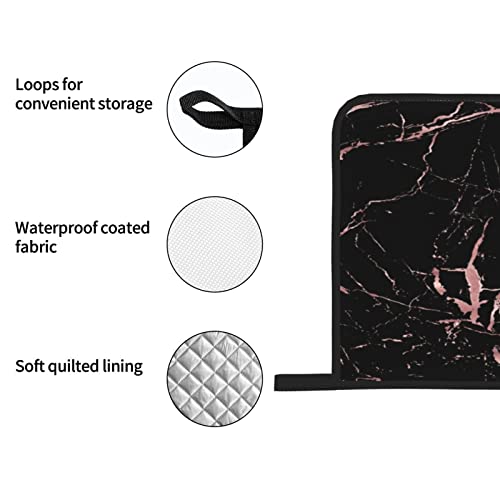 Oven Mitts And Pot Holders, Set Of 4,Rose-Gold-Marbling, Gloves With Durable Hot Pads, Cooking #TOP5