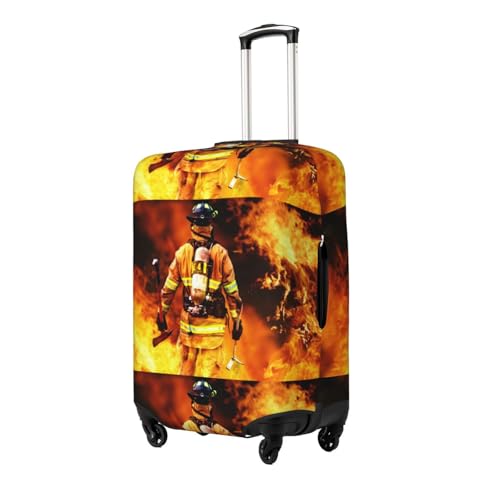 Suitcase Cover For Luggage Firefighter Fireman Flame Print Elastic Washable Stretch Travel Luggage Covers Protector Cover2