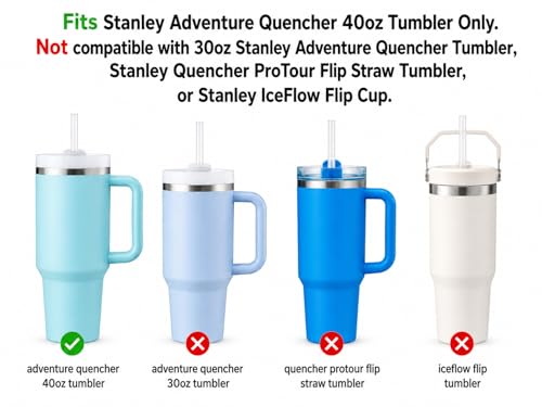 Image of Replacement Straw Compatible with 40 oz Stanley Quencher Tumbler, 12 Inch Extra Long Reusable Plastic Straws for 40 Oz Cup, White-6 Pack
