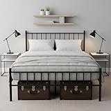 ZECIIYE Cama compacta de metal de 120 x 190, color negro