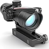 Hunting 4X32 Prism Scope Optical Sight Red Fiber Reticle Sights Black (RED Fiber Sight)