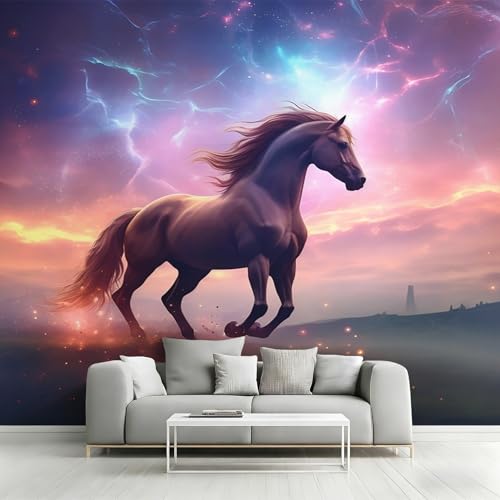 Fresque murale intissé chevaux galop grand format - 4