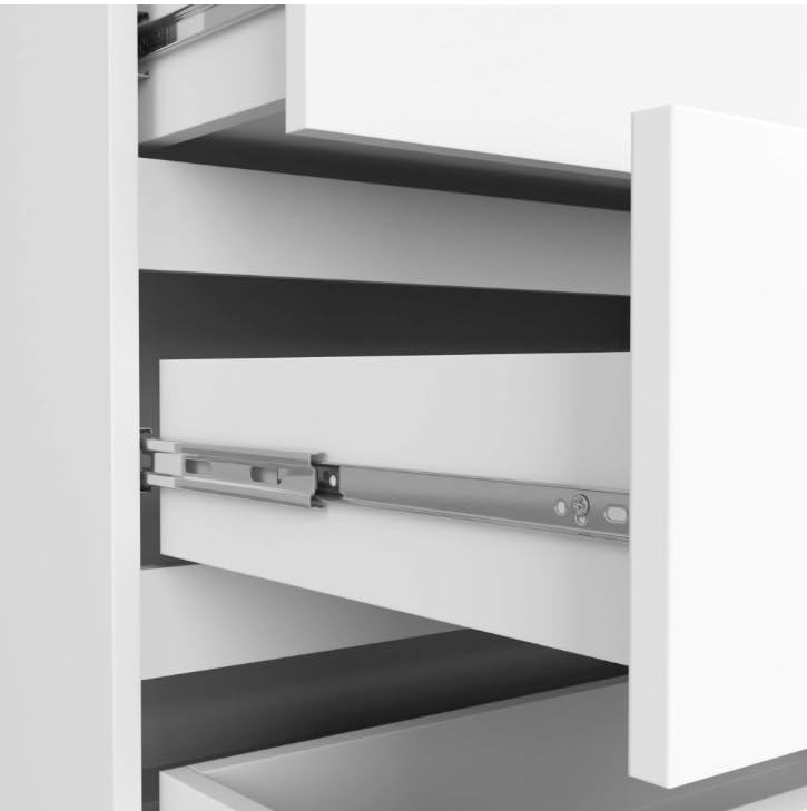 BDW - Commode à 8 tiroirs, Commode K160, Buffet, Meuble de Salon, Chambre à Coucher, Couloir, Armoire de Bureau, matériau Robuste et Design Moderne - 160x40x99 cm, Blanc