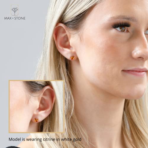 14K White Gold Created Red Ruby Oval Stud Earrings For Women | 7X5Mm July Birthstone Earrings | 14K Ruby Earrings For Women | White Gold Ruby Stud Earrings | Ruby Gold Earrings By Max + Stone #TOP2