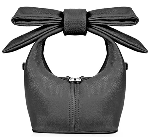 Womens Trendy Bow Handbag Purse Small Vegan Leather Crossbody Shoulder Bag with Chain Crescent Tote Satchel Gifts
