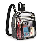 Mochila transparente aprovada pelo estádio, mini mochila transparente resistente com bolso frontal para concertos e eventos esportivos e trabalho, Transparente., Small, Transparente