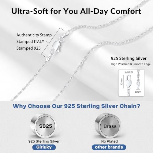Girluky 925 Sterling Silver Chain Necklace for Women, 2mm Rope Chains Silver Chain for Women, Sturdy & Durable Sterling Silver Necklace, 16 Inch by Girluky - Used condition - Image 2