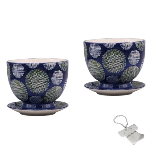 J-kitchens Select 2個入 セット 花瓶 陶器 植木鉢 フラワー 東欧風 フラワーベース F Φ11xH8.5cm ドット (オリジナルタグ1個付)No5760