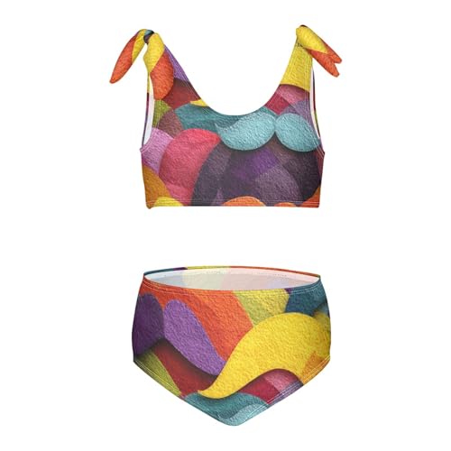 Art Decor Mustache Pattern Retro Happy Fathers Day Girls Two Piece Kids Bikini Set Beach Bathing Suit Swimwear