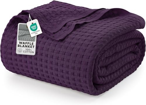 Utopia Bedding Plum 100% Cotton Waffle Blanket 300 GSM [Queen - 9...
