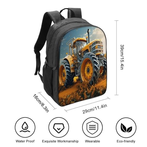 Mochila infantil 3D tractor de 40x28x16cm con estuche escolar y bolsa 2
