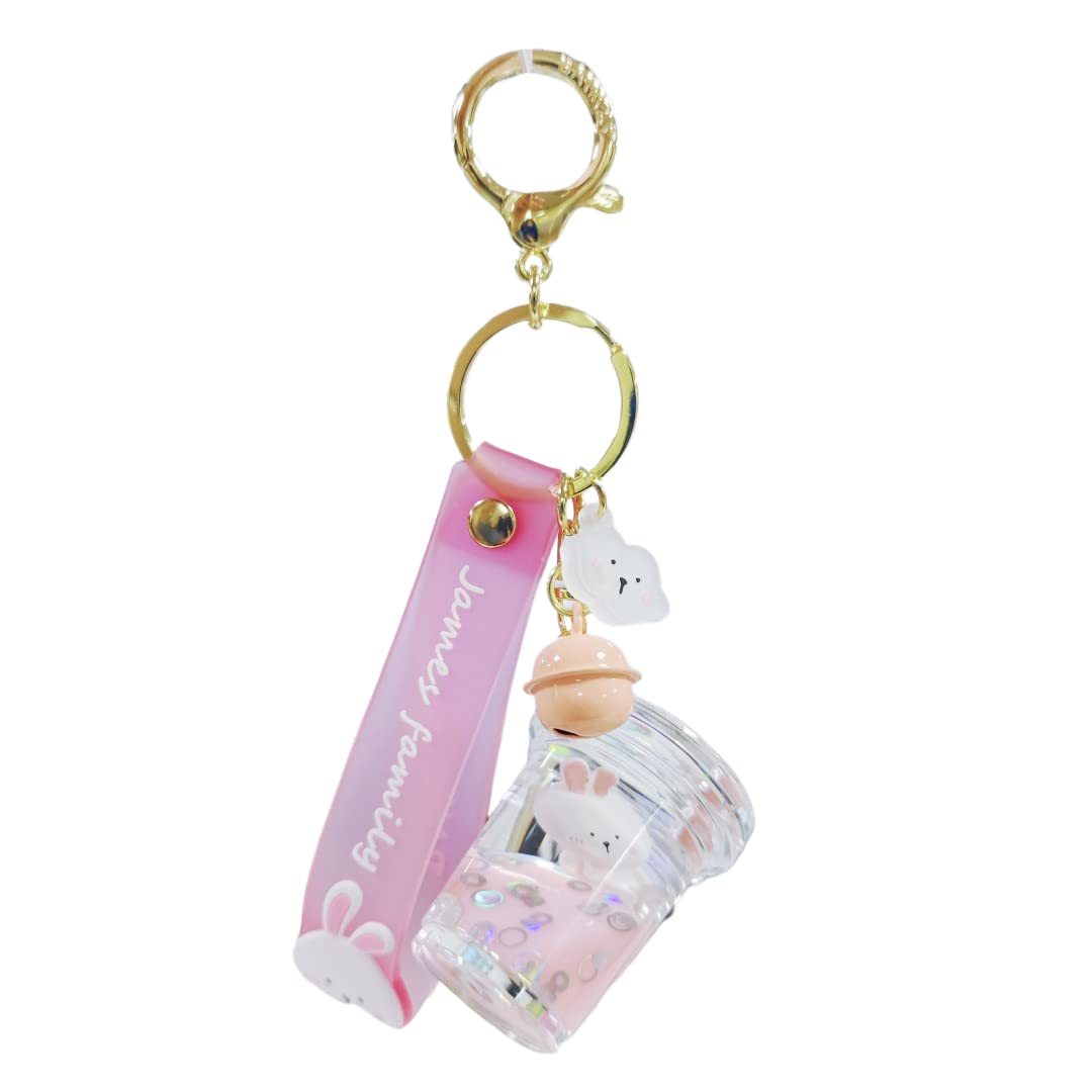 Caiyao Cute Keychain Animal Liquid Floating Backpack Bunny Keychain for Girls, Women, Daughters, Sister