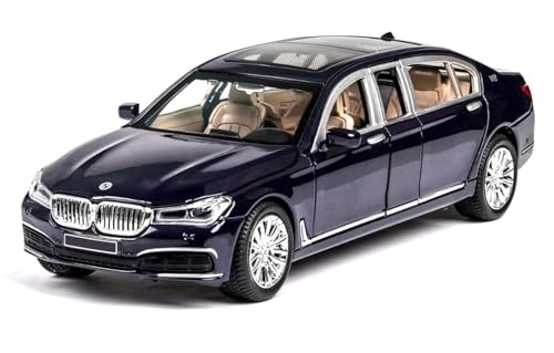 Image of BMW Die Cast Metal Toy Car Model with Openable Doors Hood and Trunk Light and Sound 1:24 Scale Pull Back Action 7 Series 760Li