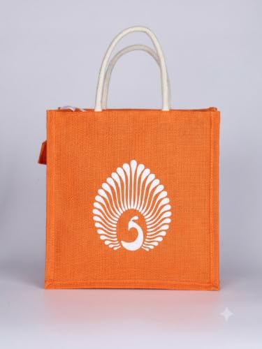 Image of Soman Jute Ecofriendly Return Gift Bags Peacock Printed Multicolor bags with Zip Pack of 10 Bags