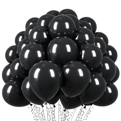 Image of Voircoloria 110pcs Black Balloons 12inch Matte Black Latex Party Balloons for Graduation, Wedding, Birthday, New Year, Baby Shower, Anniversary, Holiday Party Decorations