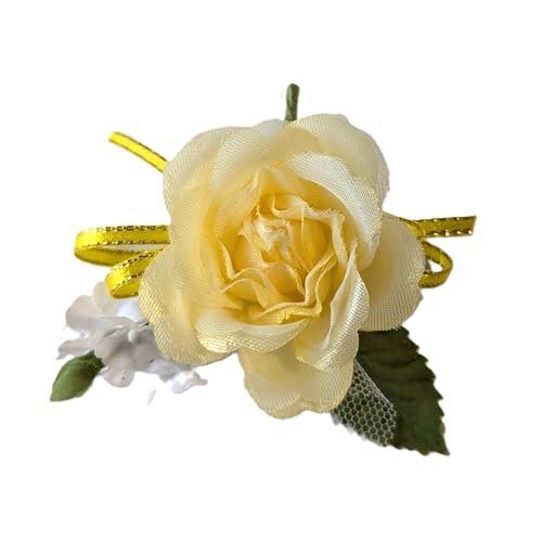 【ファミリアDR】造花 子供 完成品 コサージュ 手作り 咲きバラ cs-9-02 イエロー 花飾り 胸飾り 入園式 卒園式 入学式 卒業式 イベント 発表会
