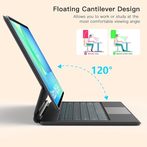 Image of RTSY Magic Style Keyboard case for Samsung Galaxy Tab S10 FE Plus /FE Plus 5G (13.1 Inch) with 7-Colors Backlit & Precision Trackpad, Floating Cantilever Magnetic Stand (Black)