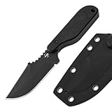 BÖKER PLUS® Kagat - taktisches Messer mit 8,7 cm Harpoon Klinge schwarz - Fulltang Einsatzmesser feststehend mit G10 Griff - kleines Profi Gürtelmesser schwarz mit Kydesx-Scheide & Gürtel-Adapter