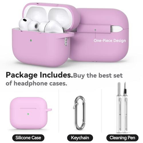 Image of Ljusmicker for AirPods Pro 3 Case 2025 with Cleaner Kit,Soft Silicone Protective Cover for Apple AirPods Pro 3rd Generation Cases for Women Men,for AirPod Pro 3 Cover with Keychain-Light Lilac