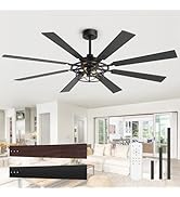 Breezary 65" Ceiling Fans with Lights and Remote, Double-Sided 8-Blade, 6 Wind Speed Reversible D...