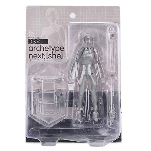 Baxnore Artistas Figura de acción Modelo PVC Dibujo Maniquí Extremidades Cuerpo humano móvil Pose Referencia para dibujar Fotografía Decoración 13 cm de altura con soporte (Gris)